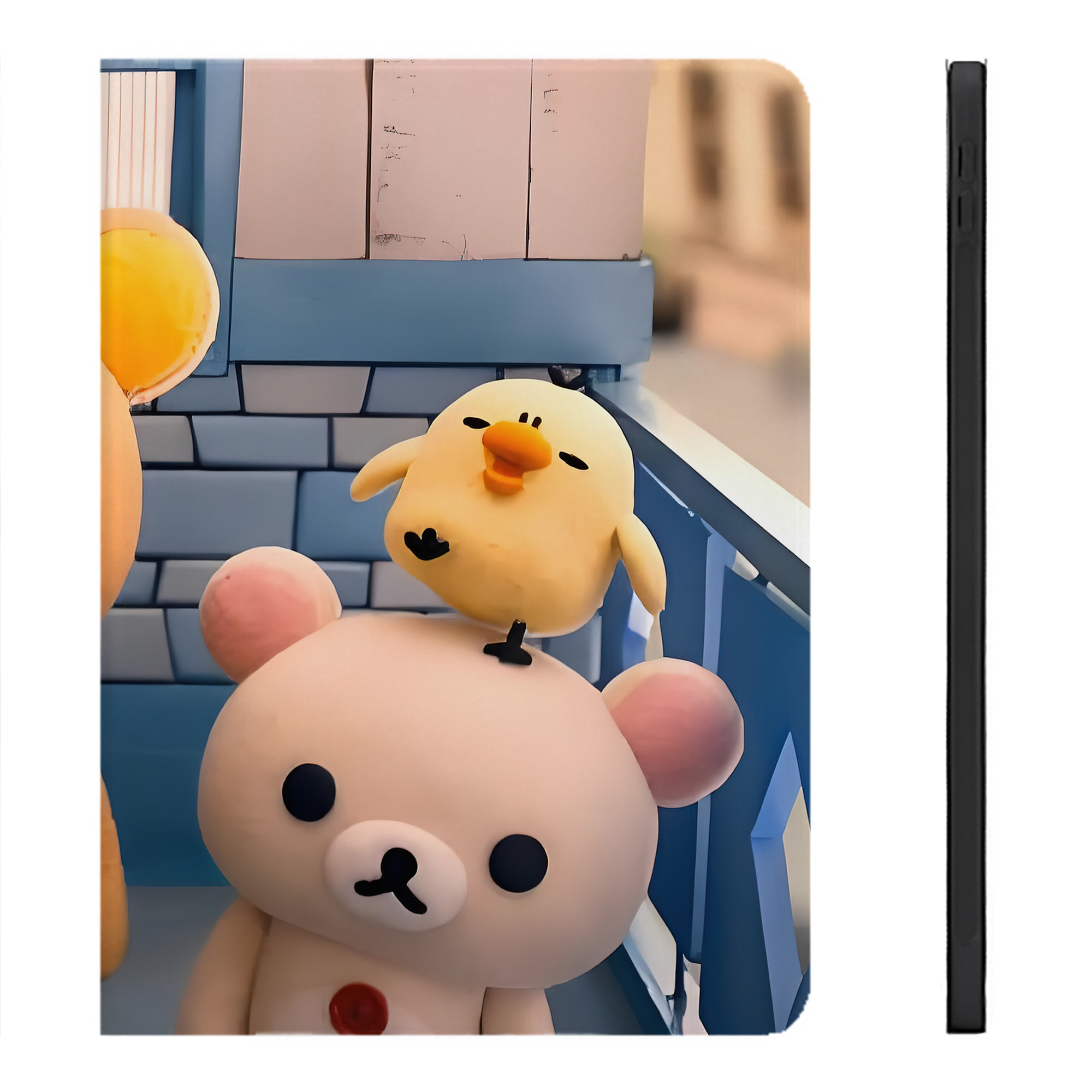 （画像用） リラックマ リラックマ キイロイトリ Rilakkuma Korilakkuma Kiiroitori IPadケース ペンホルダー付き ブックスタイルデザイン